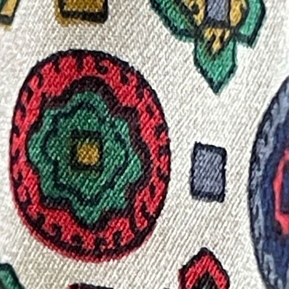 Evan Picone Silk Shirt Women's Sz 14 Multicolor Button-Up Long Sleeve Geometric - Picture 6 of 13